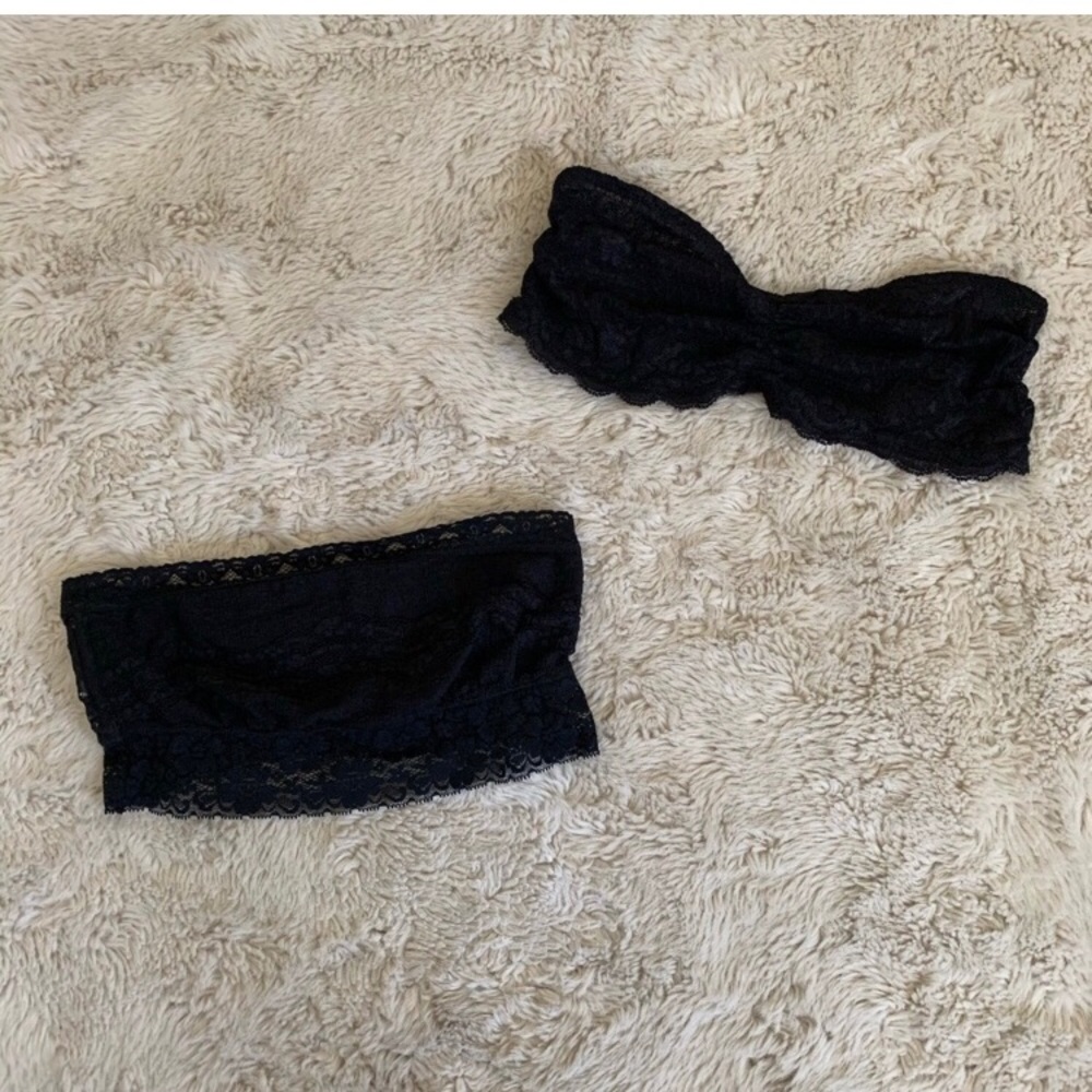Two Free People black bandeau bralettes